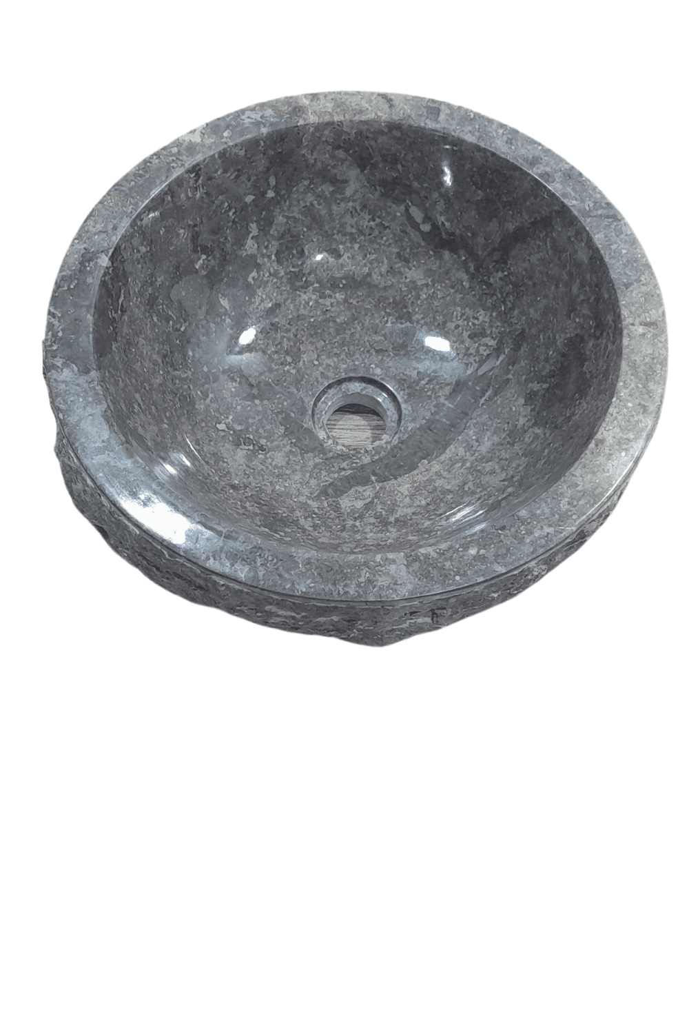 Grijze marmeren wasbak rond met ruwe buitenkant 40x15 cm stoer landelijke wasbak