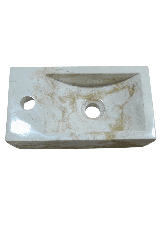 Klein toilet wasbakje marmer creme wit beige 36x20x10 cm