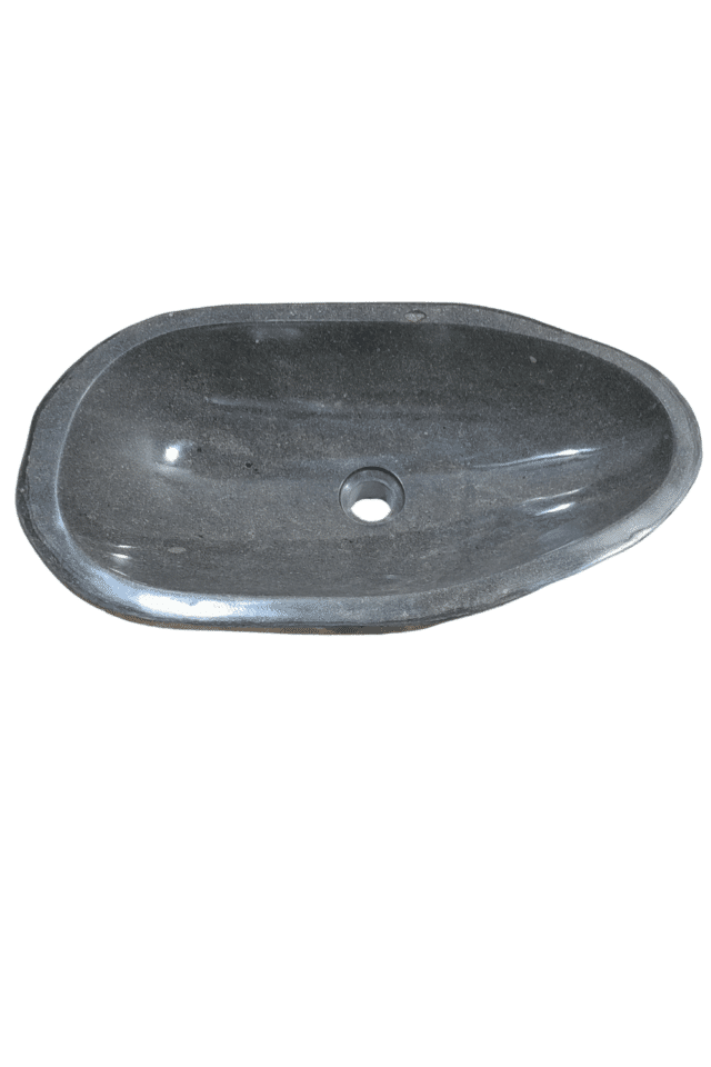 Natuurstenen rivierkei wasbak 61x33x15 cm