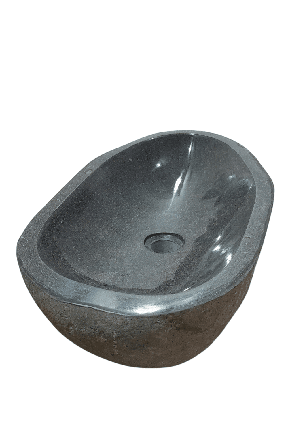 Natuurstenen rivierkei wasbak 61x33x15 cm