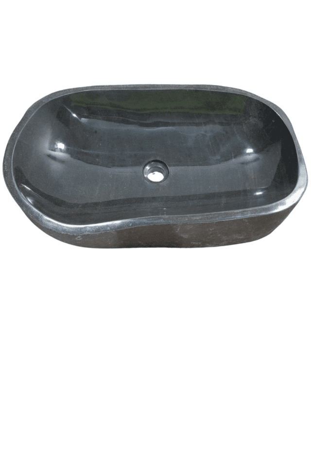 Natuurstenen rivierkei wasbak 65x38x15 cm landelijke stoeren wasbak