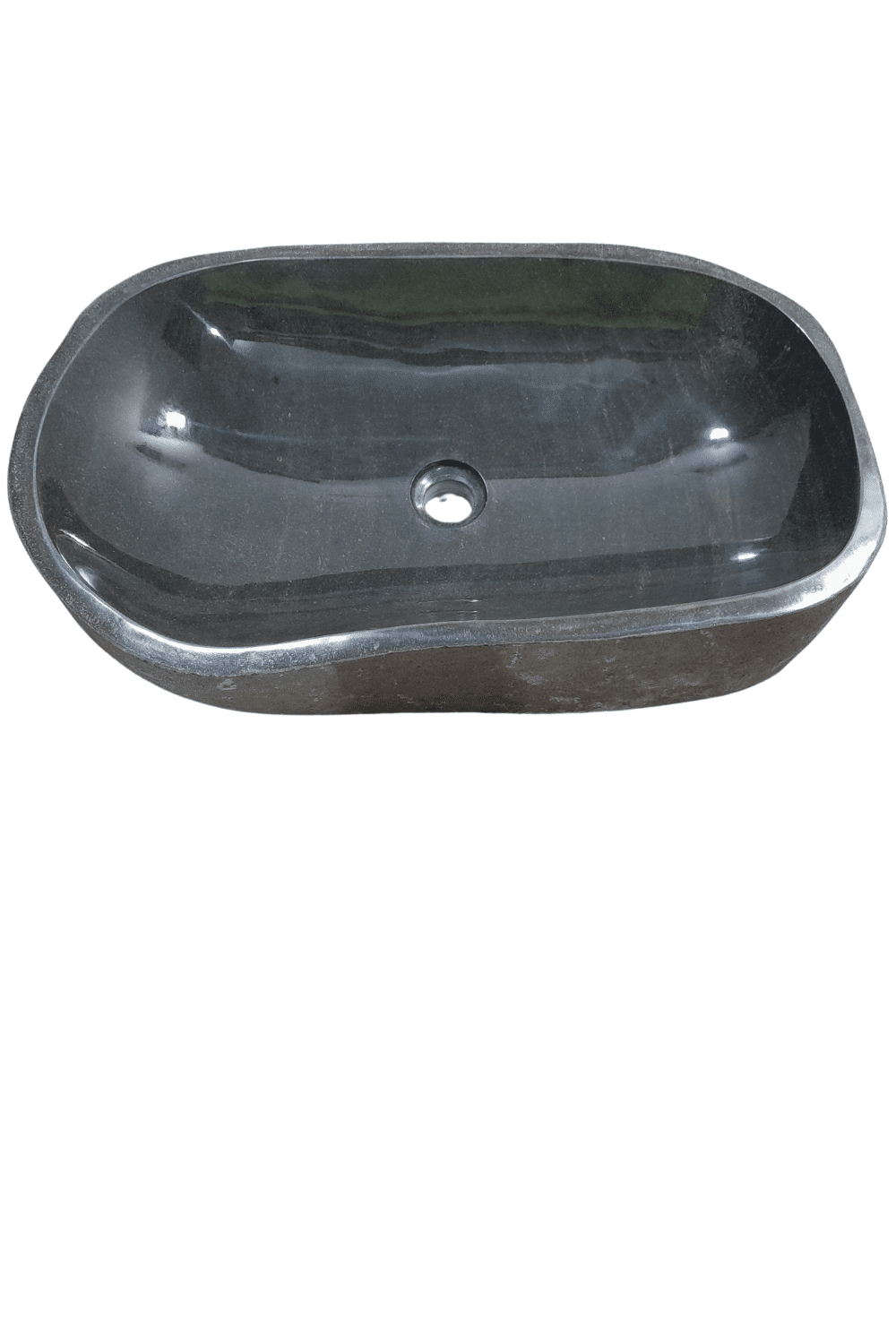 Natuurstenen rivierkei wasbak 65x38x15 cm landelijke stoeren wasbak
