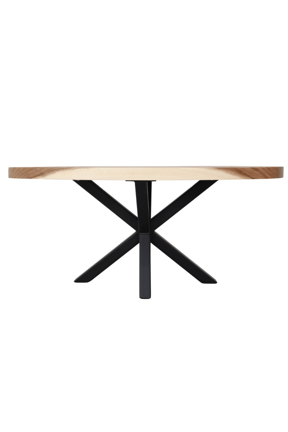 Ovale houten salontafel met metalen spin poot 100x50x45 cm