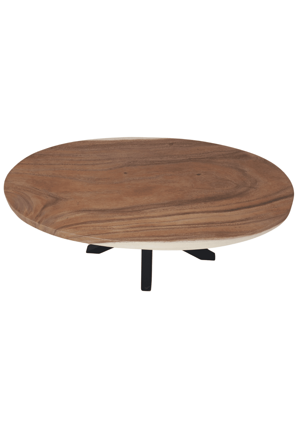 Ovale houten salontafel met metalen spin poot 100x50x45 cm