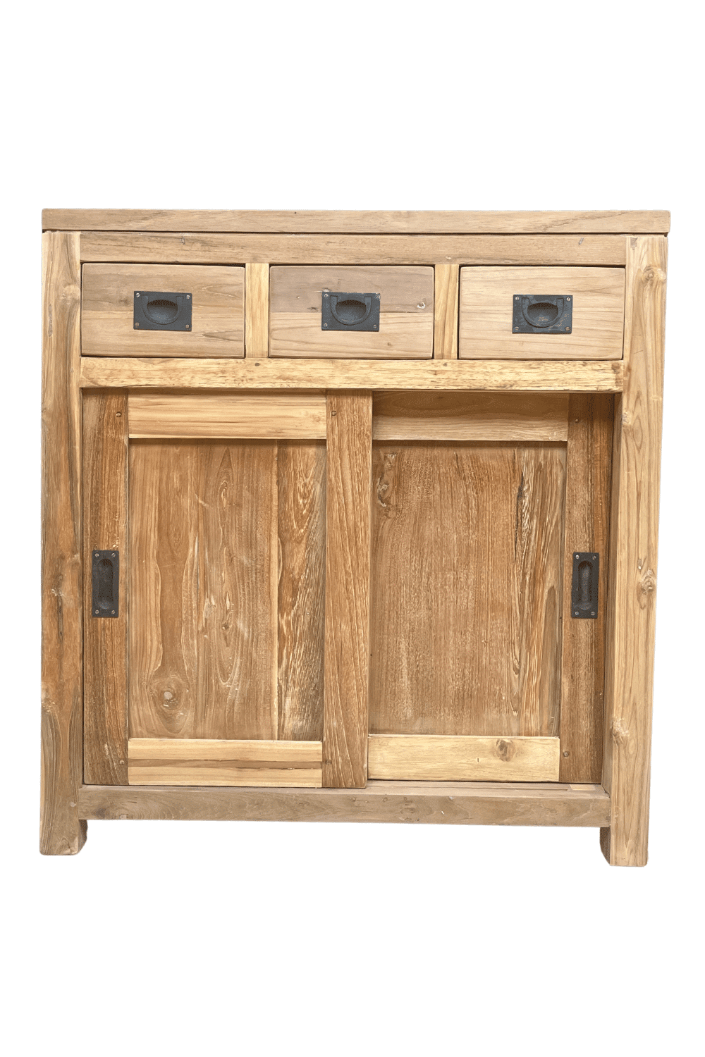 Teak houten badkamermeubel met schuifdeuren sdb 80 cm