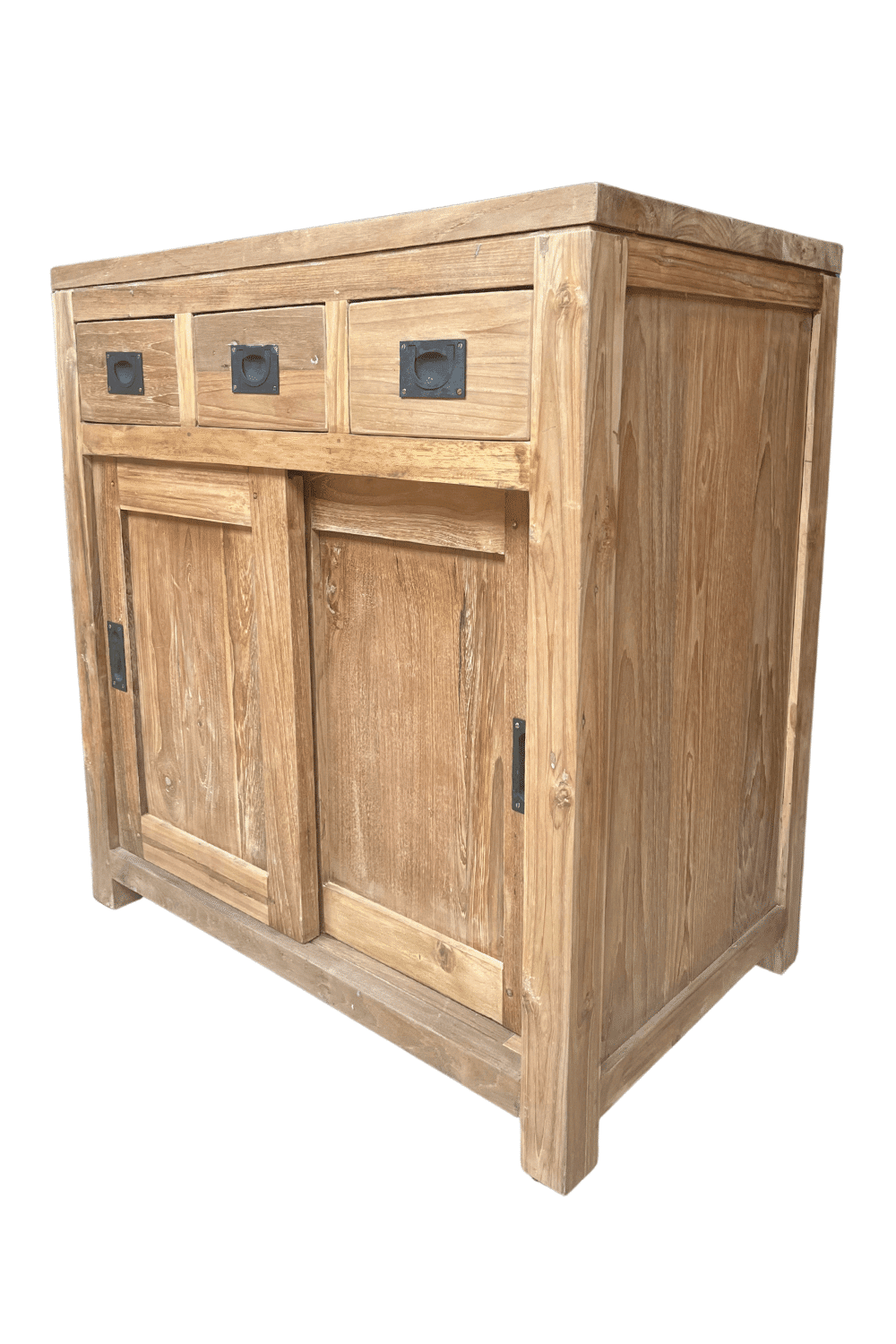 Teak houten badkamermeubel met schuifdeuren sdb 80 cm