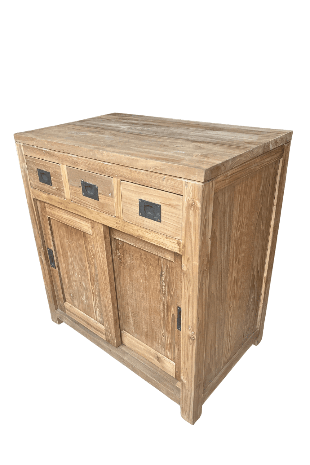 Teak houten badkamermeubel met schuifdeuren sdb 80 cm