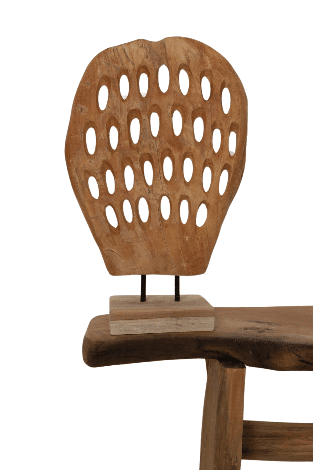 Teak houten decoratie hout op statief