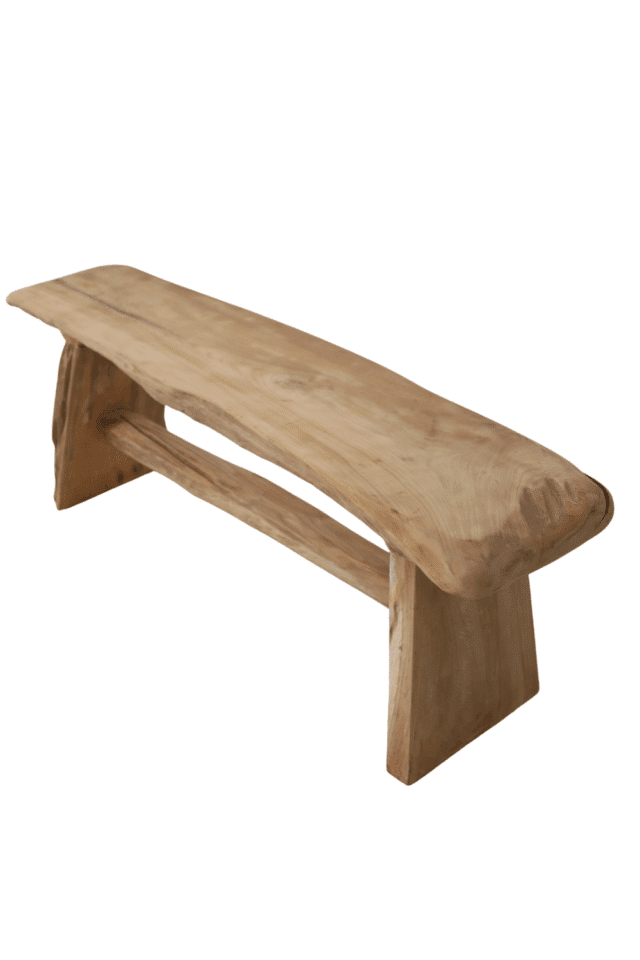 teak houten boomstam bankje 122x31x46 cm
