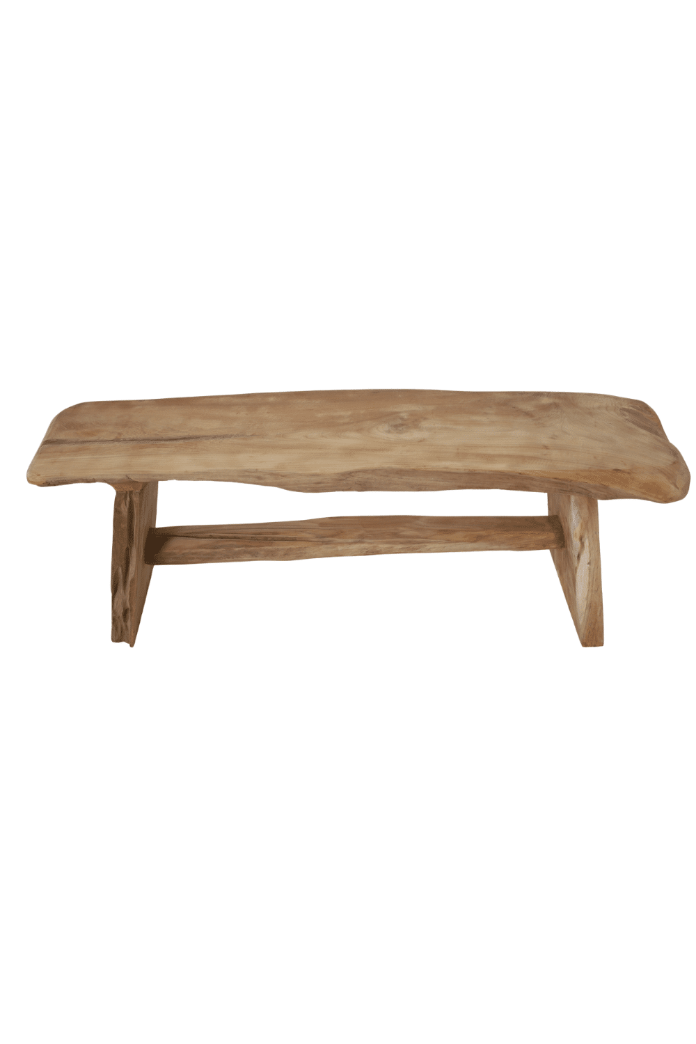 teak houten boomstam bankje 122x31x46 cm