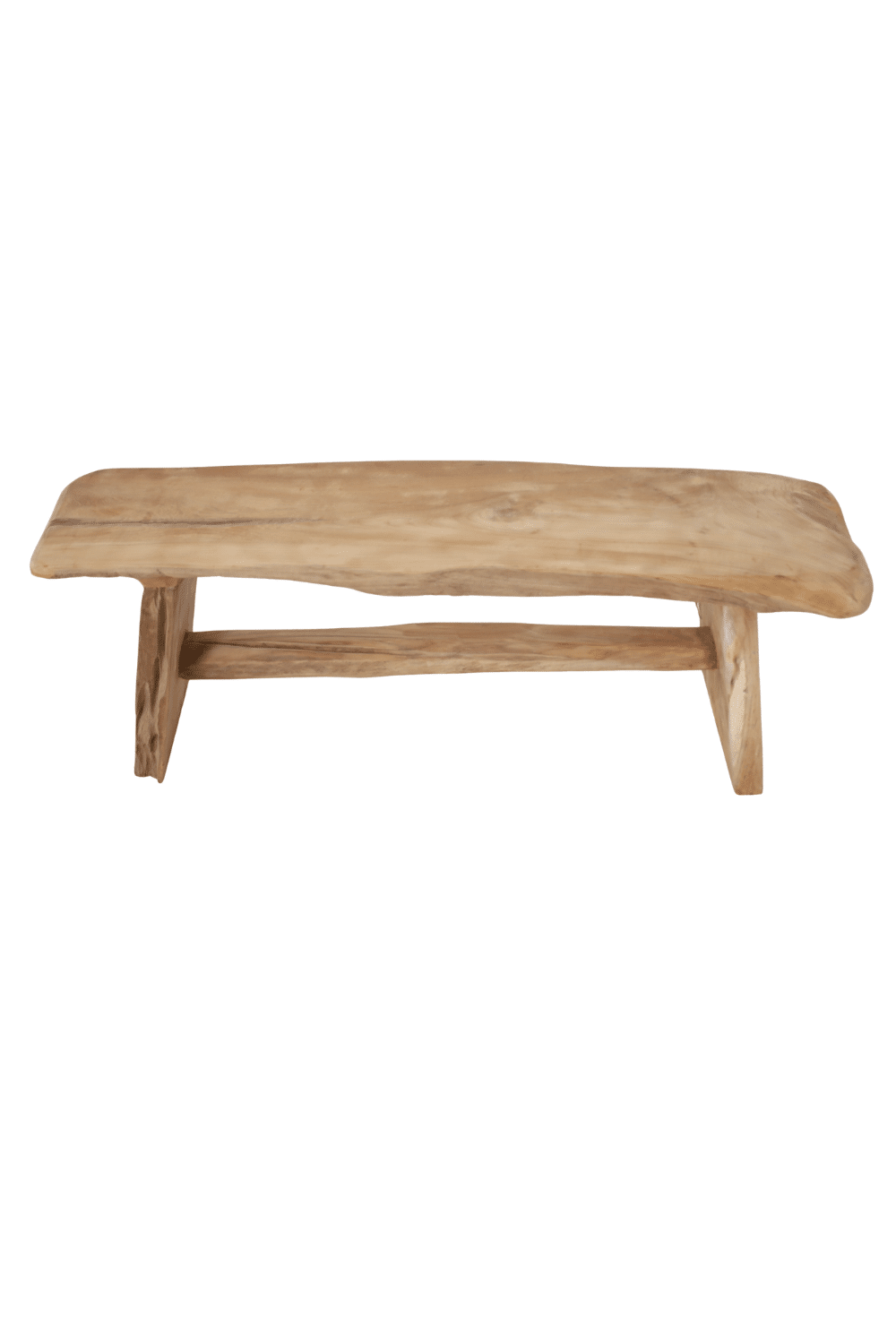teak houten boomstam bankje 122x31x46 cm