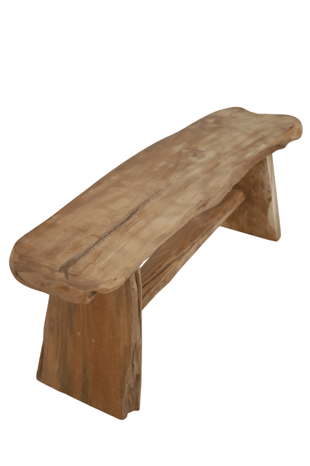 teak houten boomstam bankje 122x31x46 cm