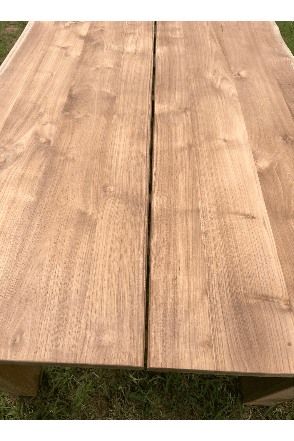 Teak houten tuintafel 240 cm met boomstamkant