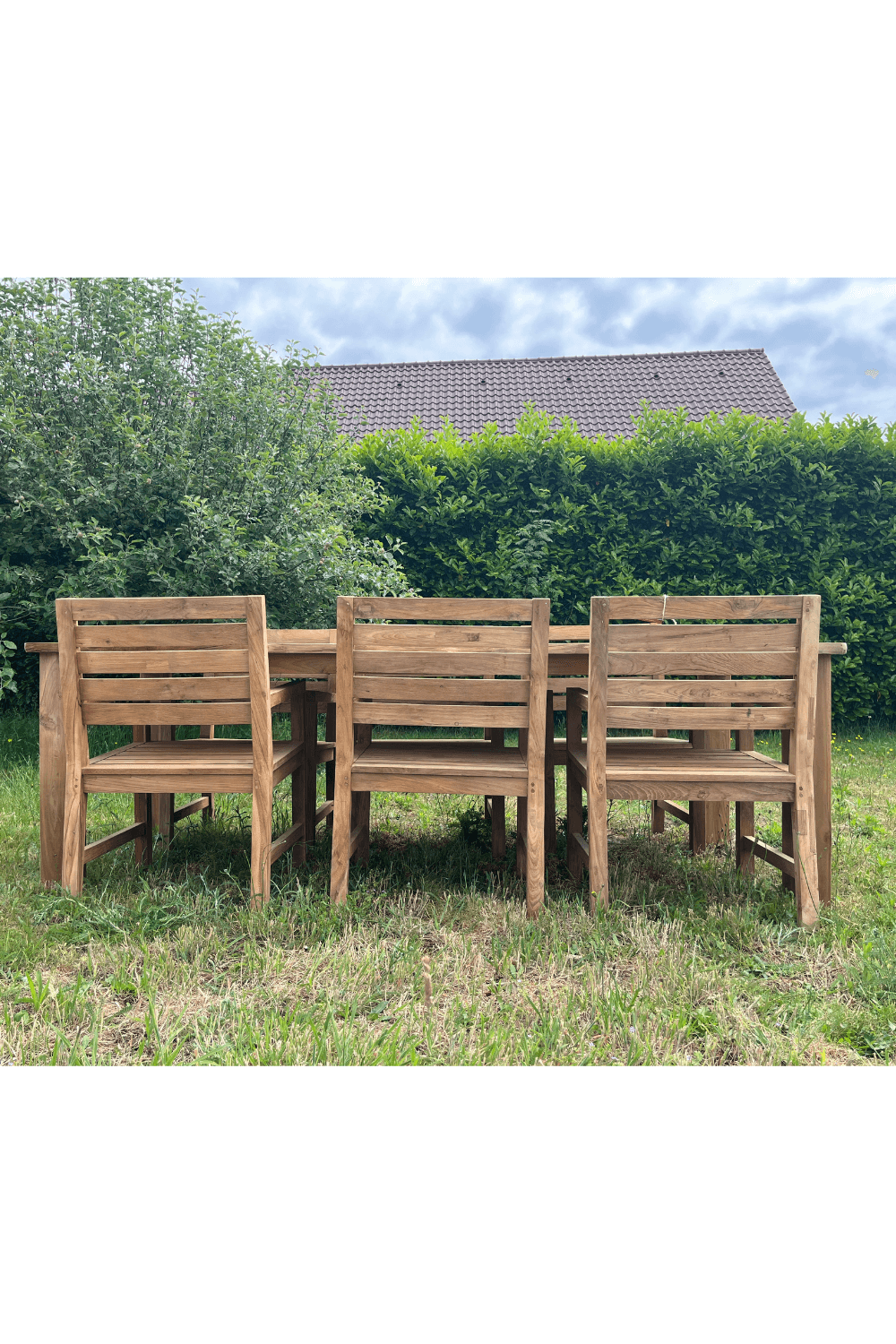 Teak houten tuintafel 240 cm met boomstamkant