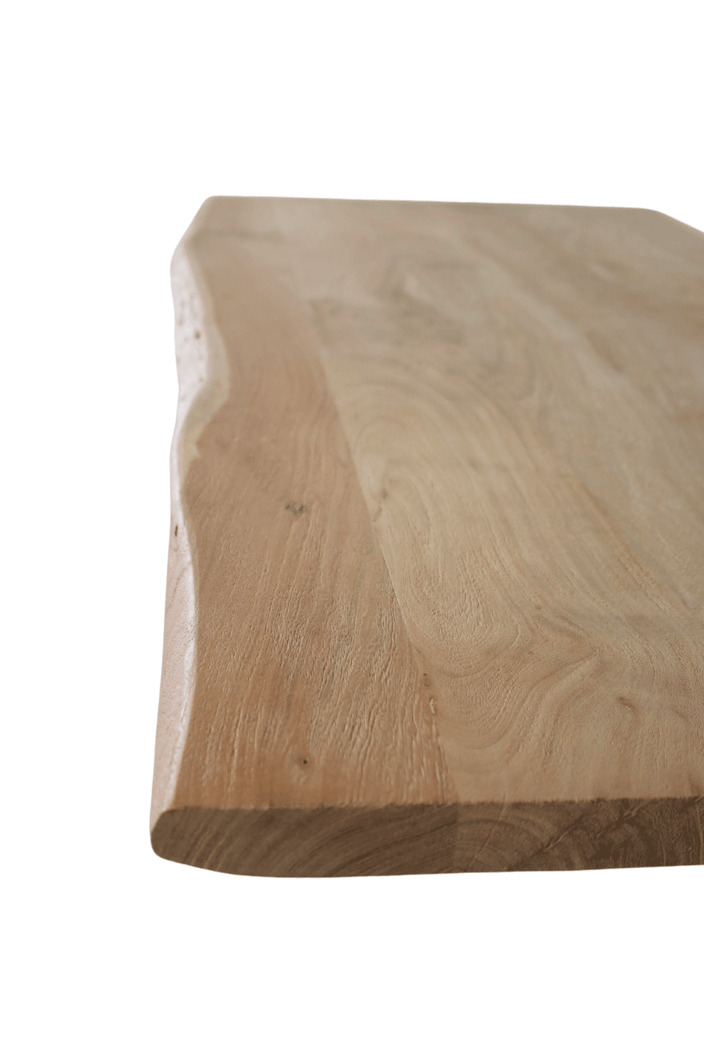 goedkope boomstam tafel 180 cm eiken look van mango acacia hout met zwart metalen poot