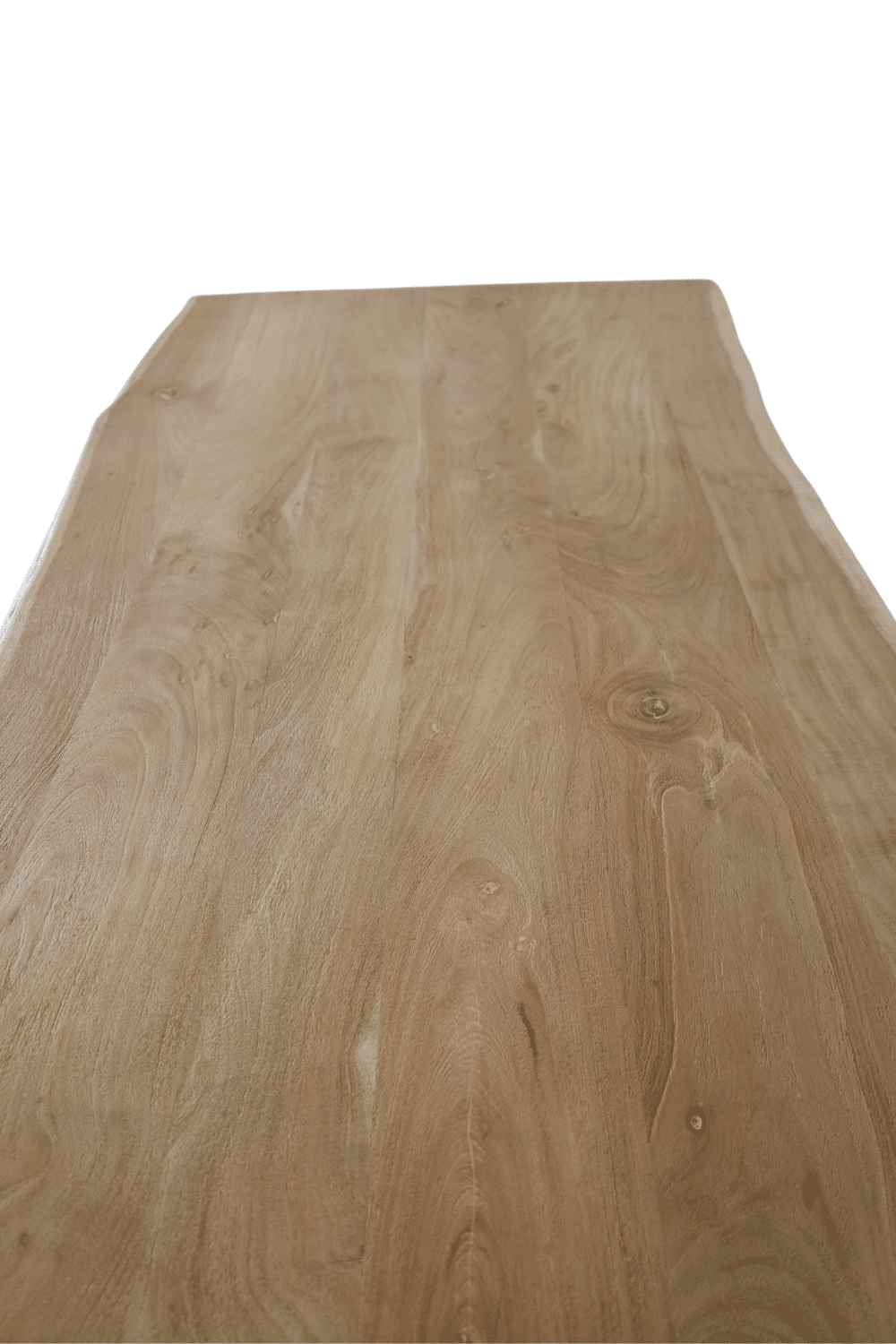 goedkope boomstam tafel 180 cm eiken look van mango acacia hout met zwart metalen poot