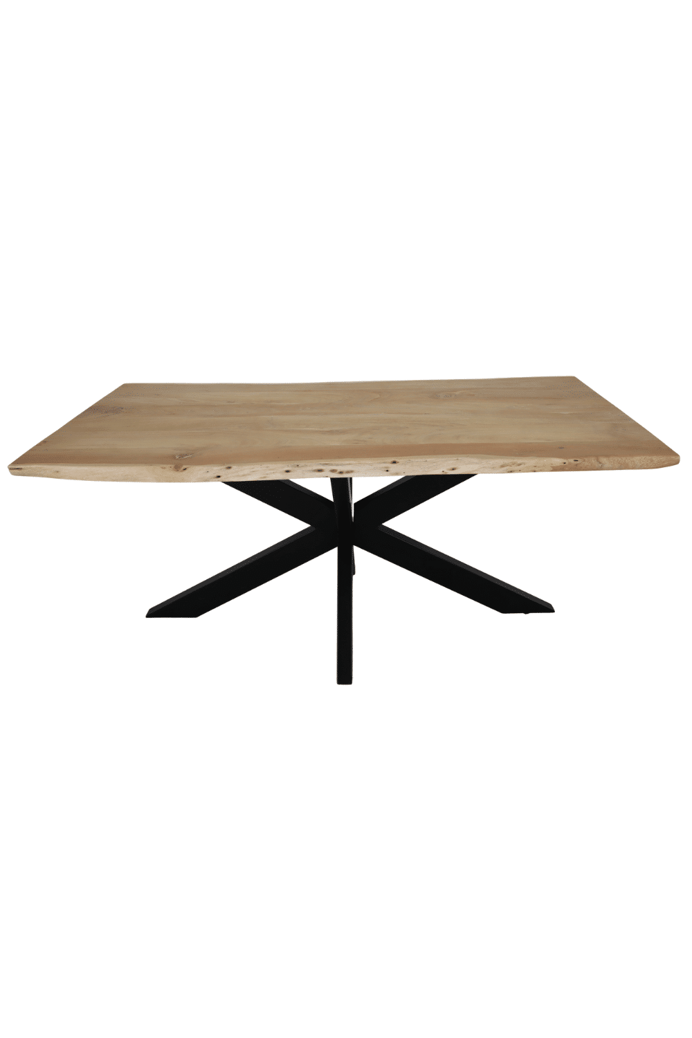 goedkope boomstam tafel 180 cm eiken look van mango acacia hout met zwart metalen poot