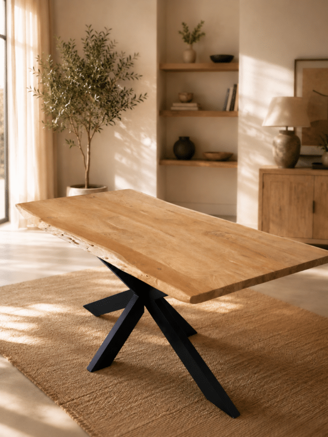 Boomstam houten eettafel