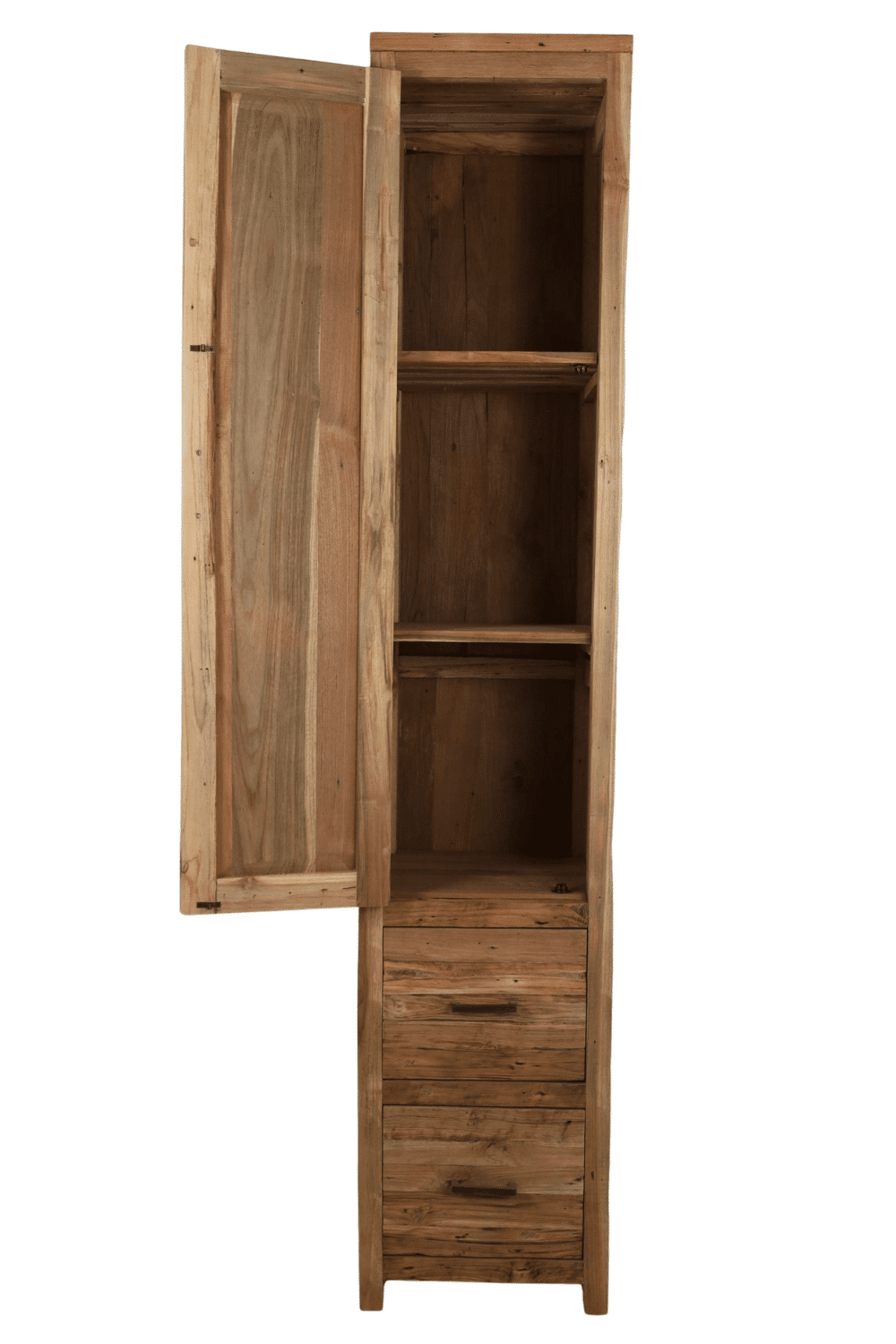 stoere ruwe hoge badkamerkast met deur
