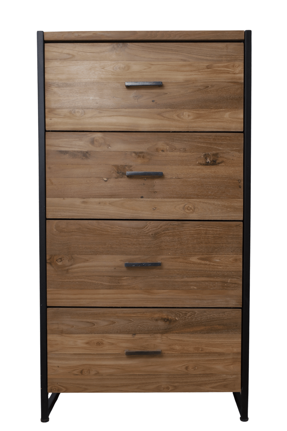 Ladekastje teakhout met metaal 60x45x110 cm