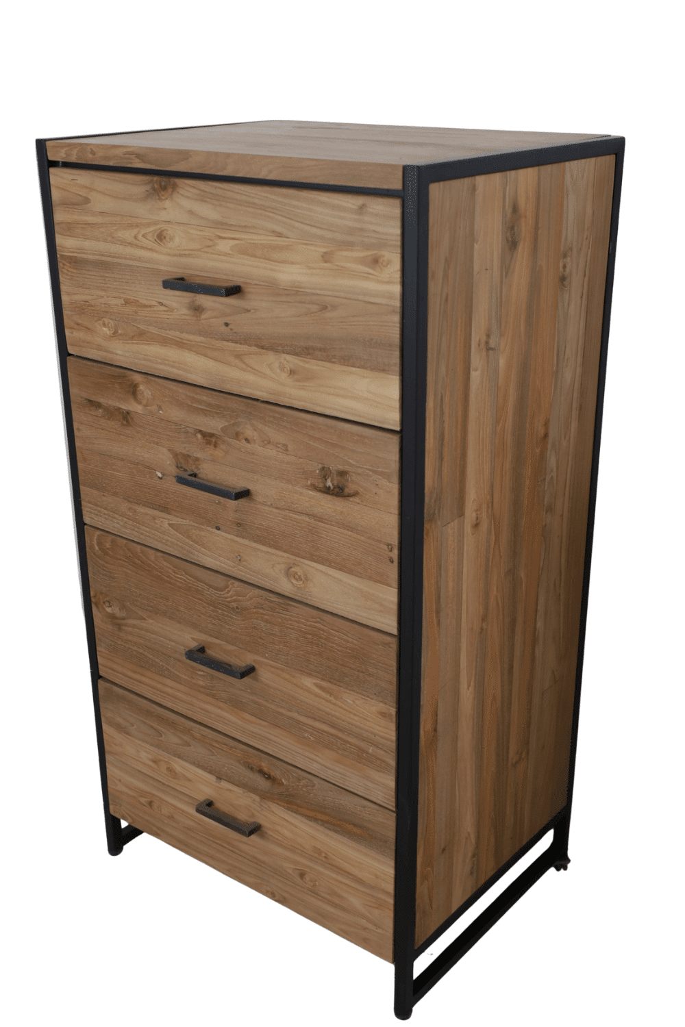 Ladekastje teakhout met metaal 60x45x110 cm
