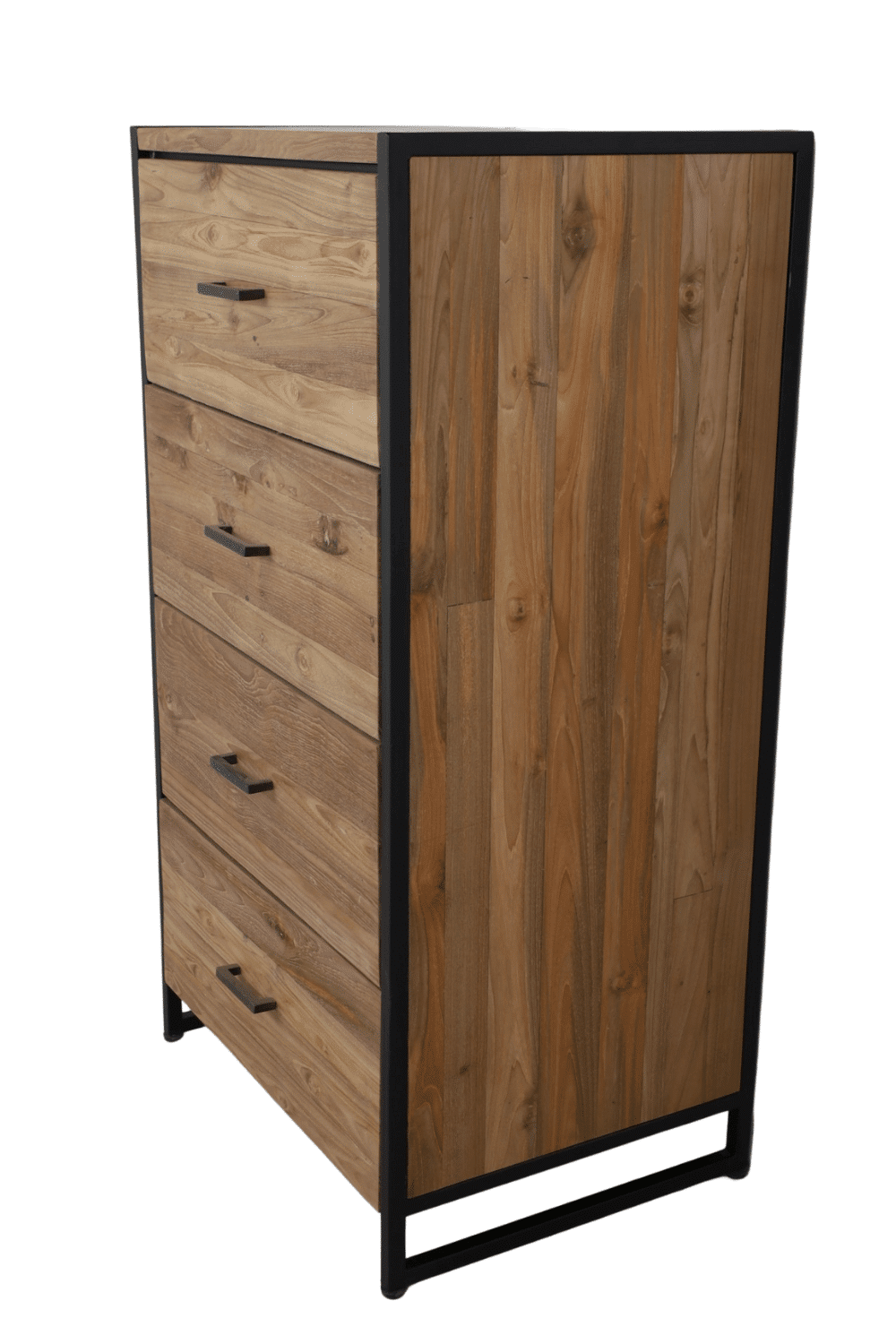 Ladekastje teakhout met metaal 60x45x110 cm