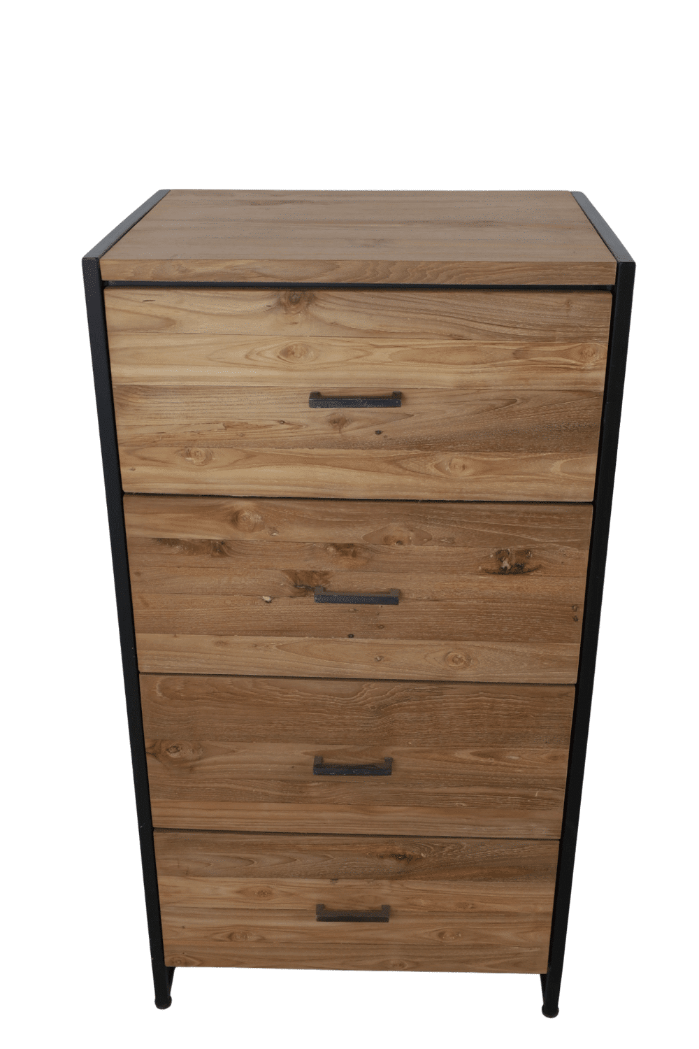 Ladekastje teakhout met metaal 60x45x110 cm