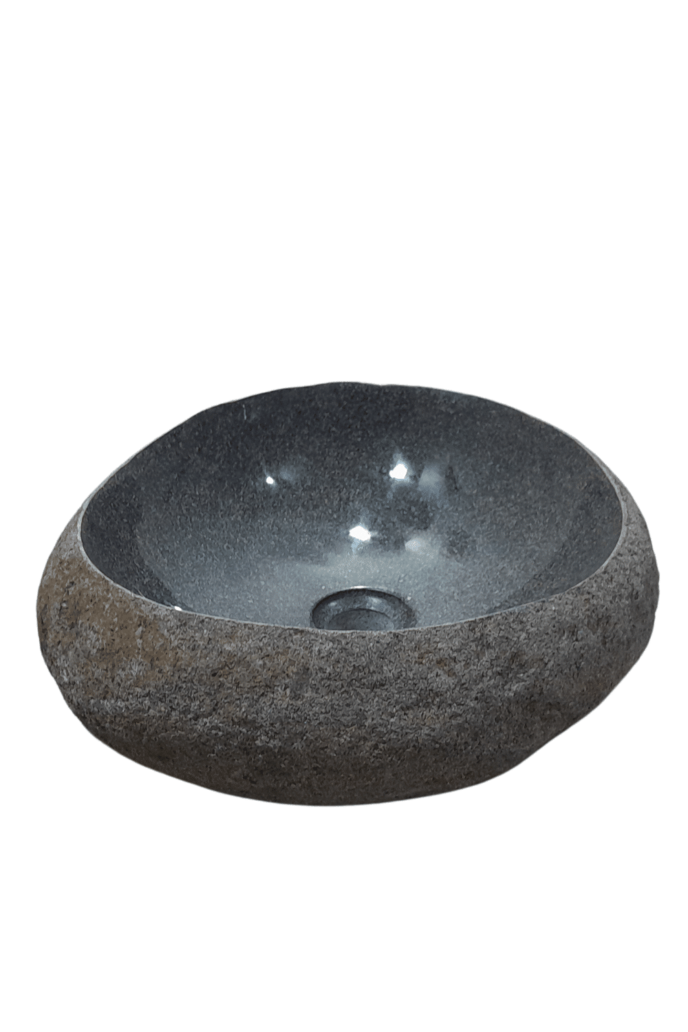 Natuurstenen rivierkei wasbak 41x36x15 cm