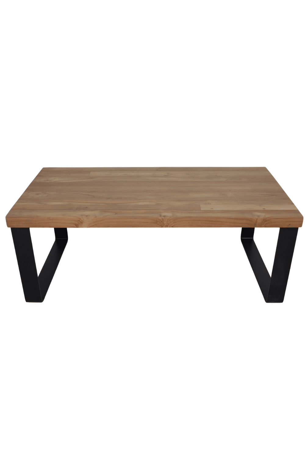 Salontafel teak hout blad 5 cm met metalen u poten 120x60 cm