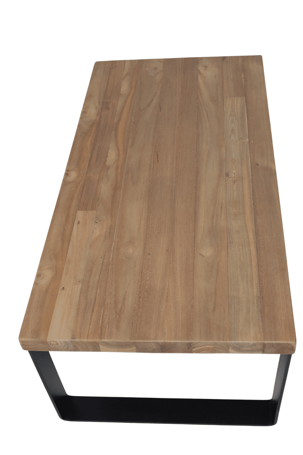 Salontafel teak hout blad 5 cm met metalen u poten 120x60 cm