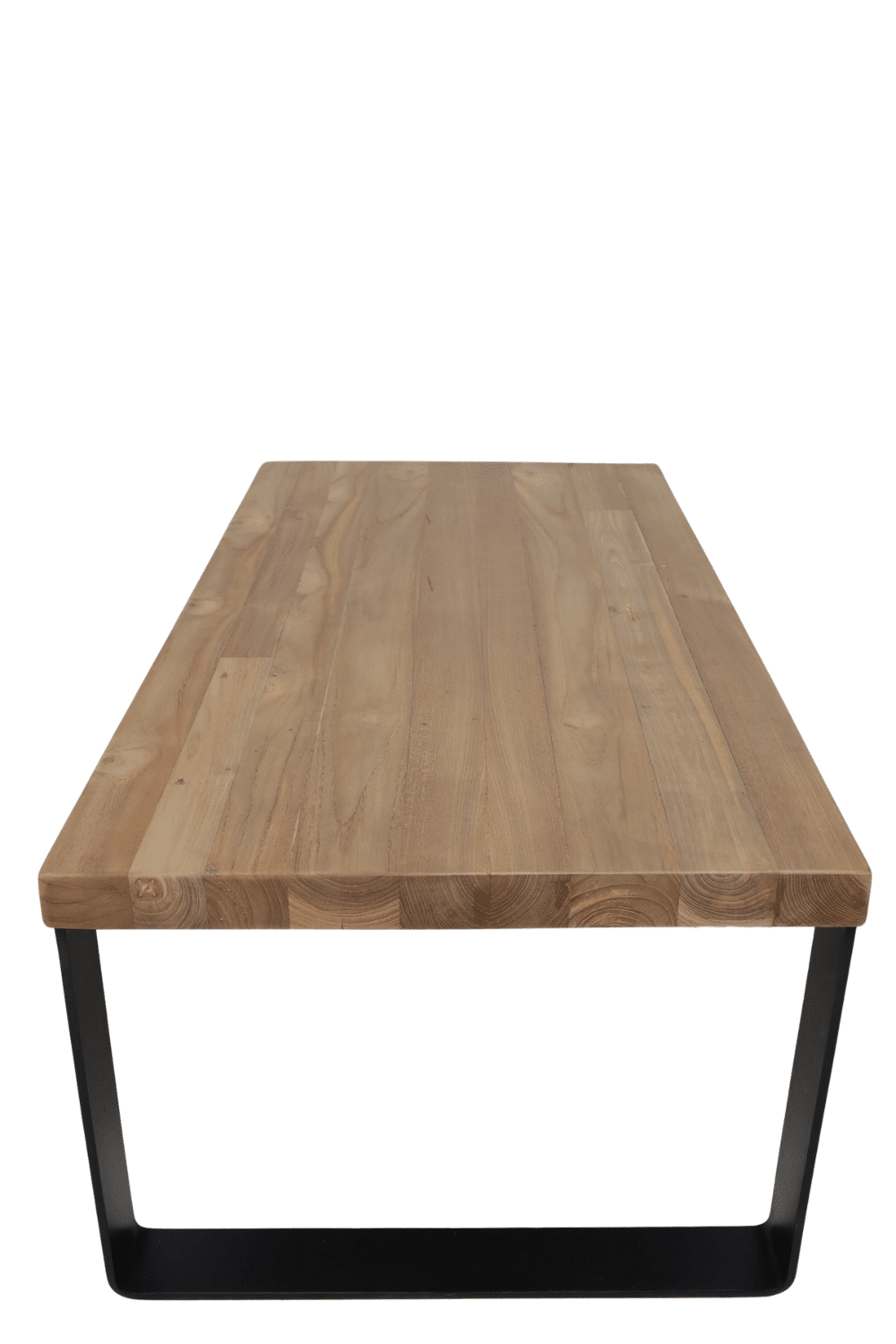 Salontafel teak hout blad 5 cm met metalen u poten 120x60 cm