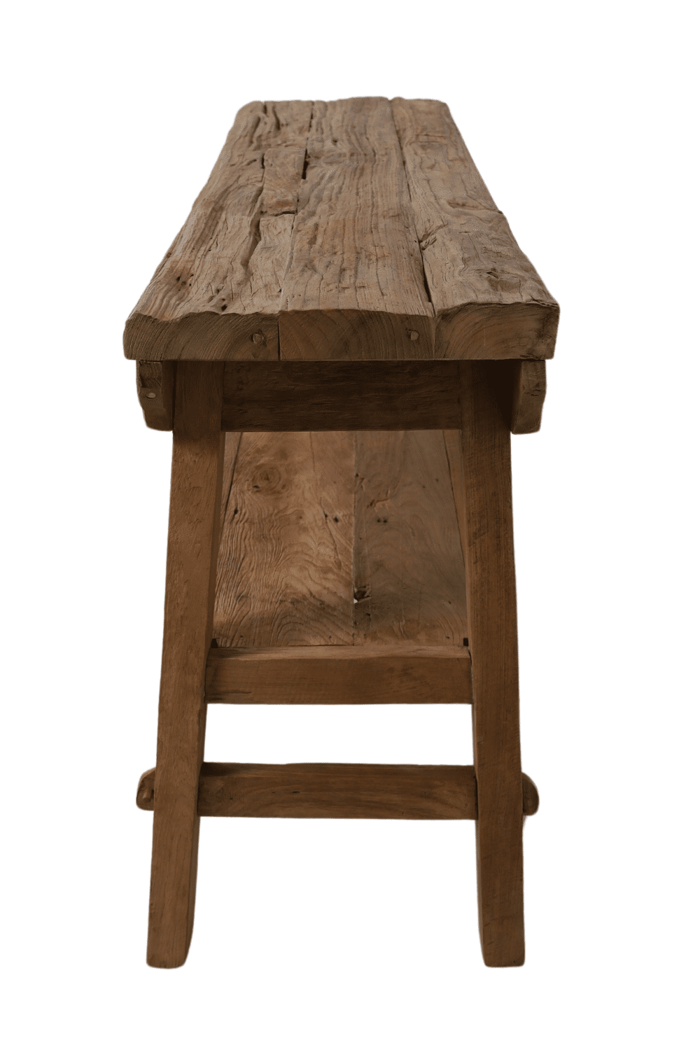 grove teak houten stoere wandtafel sidetable 150x50x80 cm