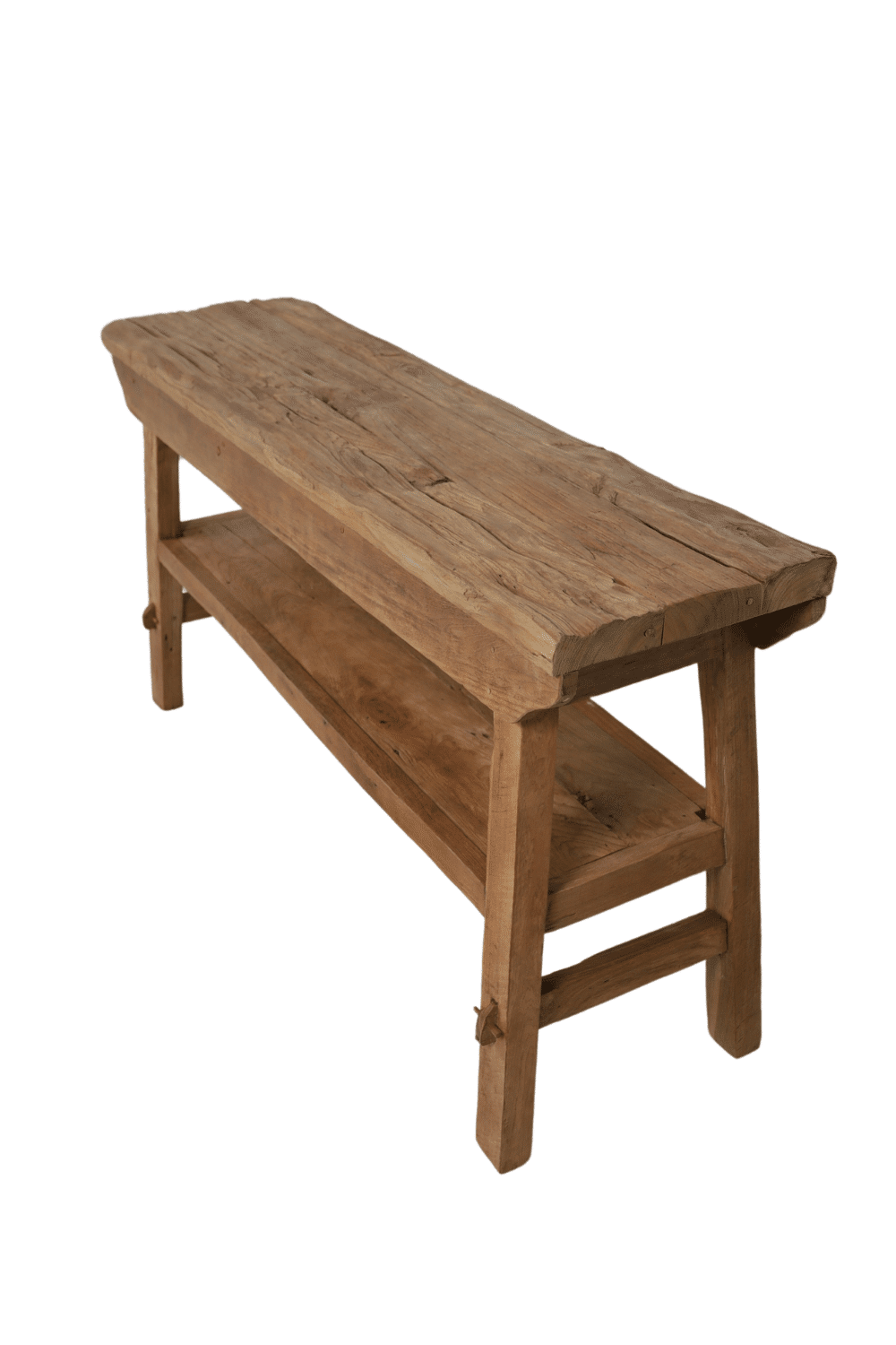 grove teak houten stoere wandtafel sidetable 150x50x80 cm