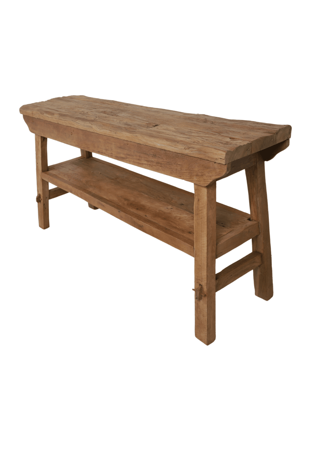 grove teak houten stoere wandtafel sidetable 150x50x80 cm