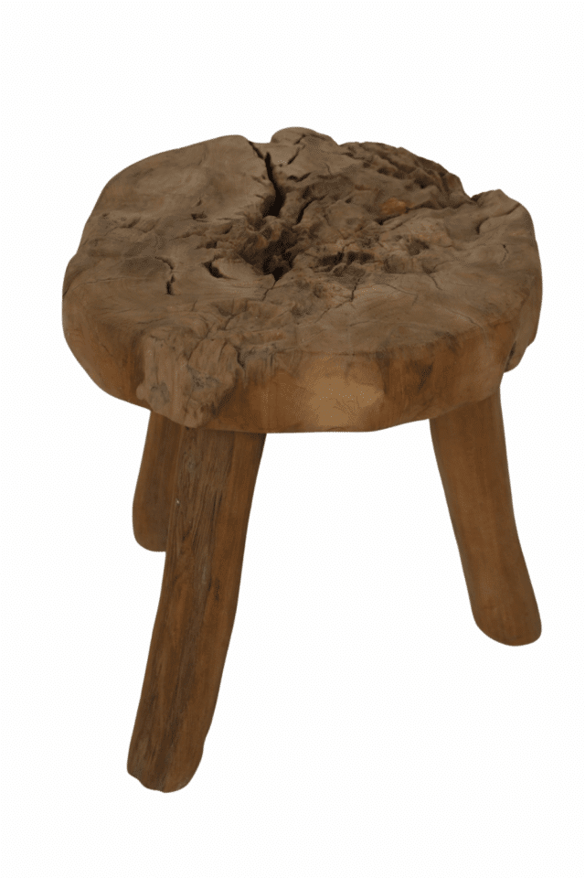 Stoer oud teak houten kruikje