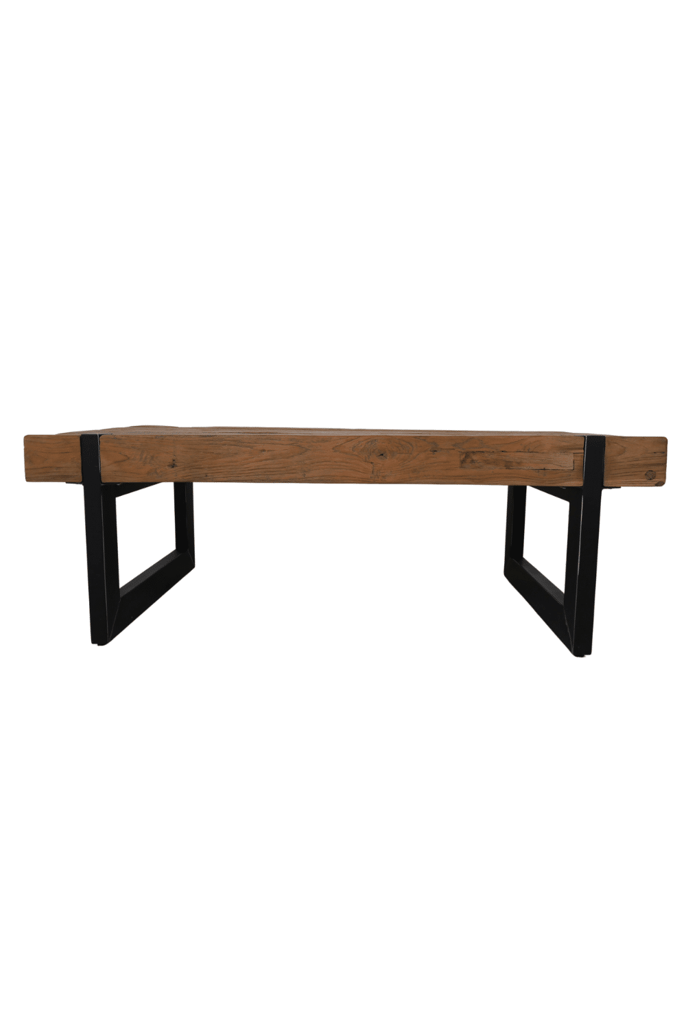 Stoere robuurste salontafel met dik massief teak houten poten 130x70x50 cm