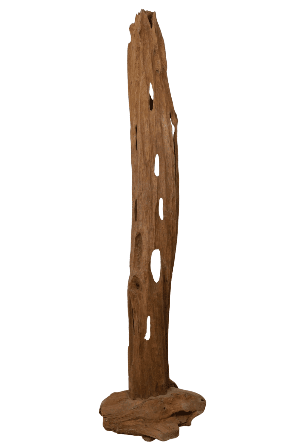 Stoere teak houten stronk staande decoratie