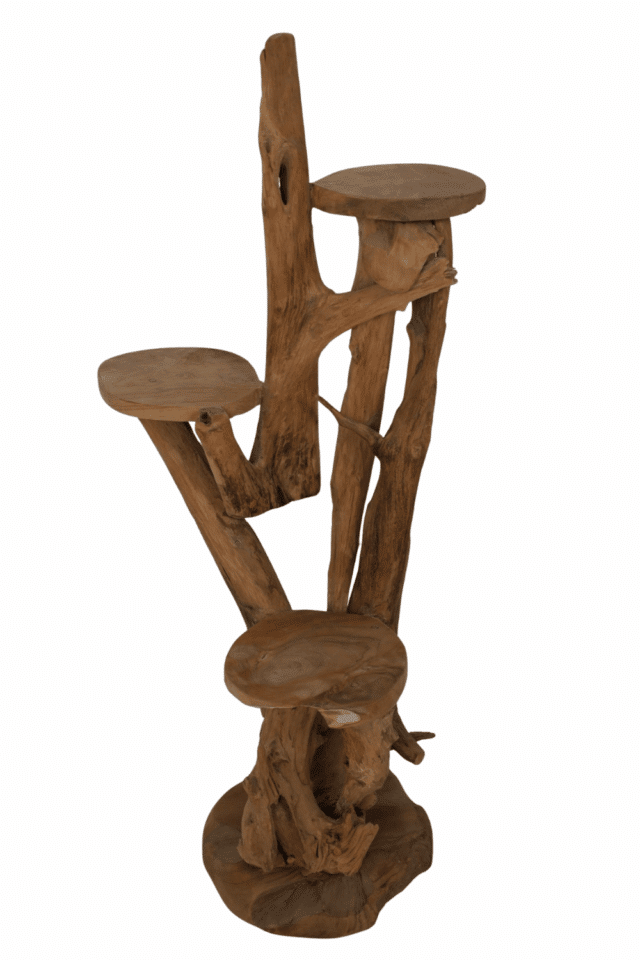 Teak houten display etagere 55x50x120 cm plantentafel verschillende hoogte