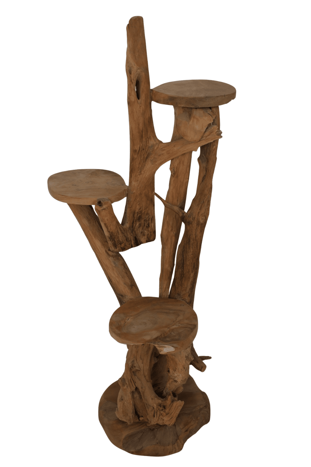 Teak houten display etagere 55x50x120 cm plantentafel verschillende hoogte