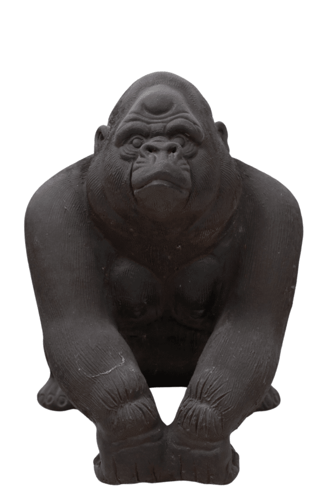 Tuin beeld aap gorilla zwart stenen beeld