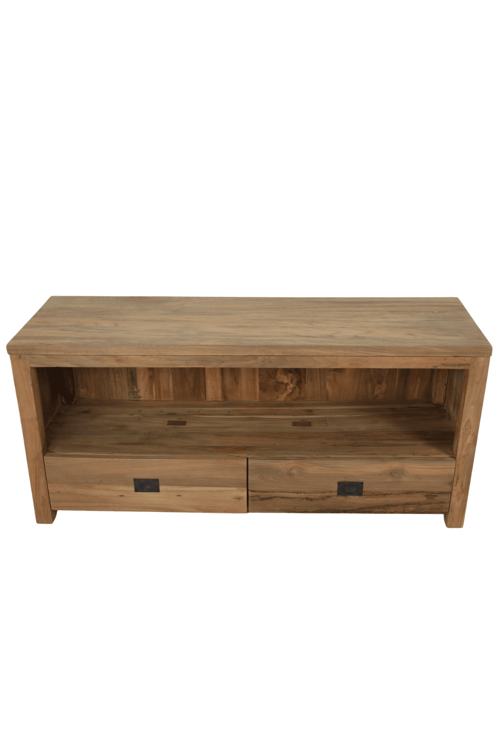 Tv meubel teakhout onderlade en hoog open vak 130x41,5x60 cm