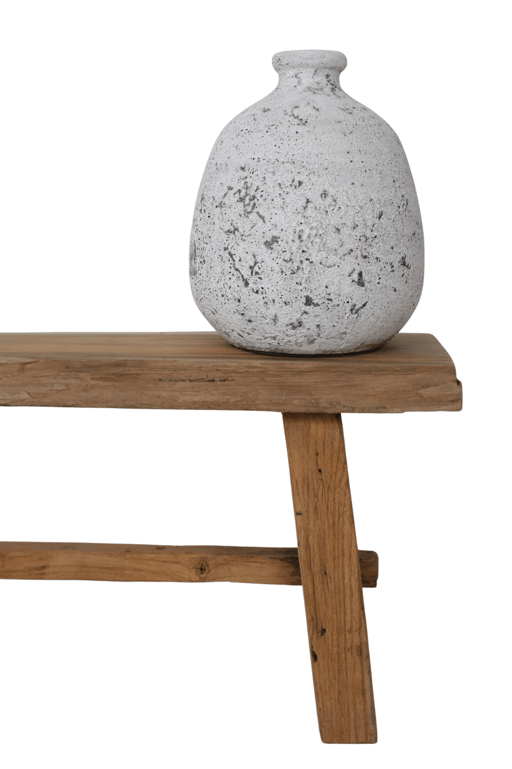 witte tuit vaas met bolling wit met blauwe grijze spikkels
