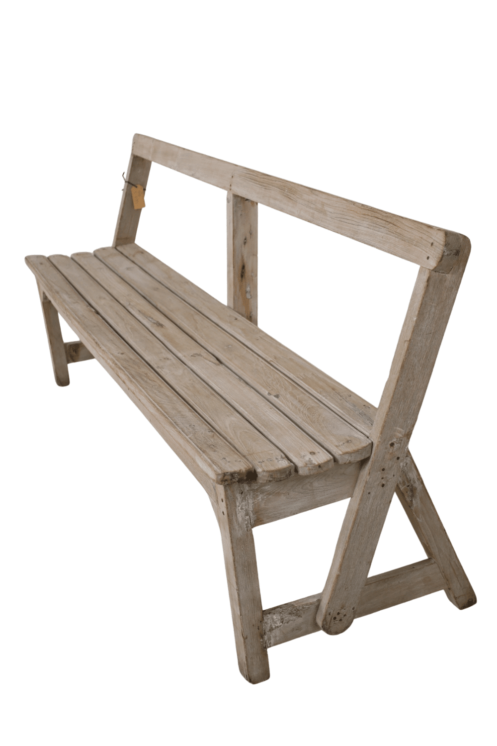 oud houten bankje met rugleuning 180 cm