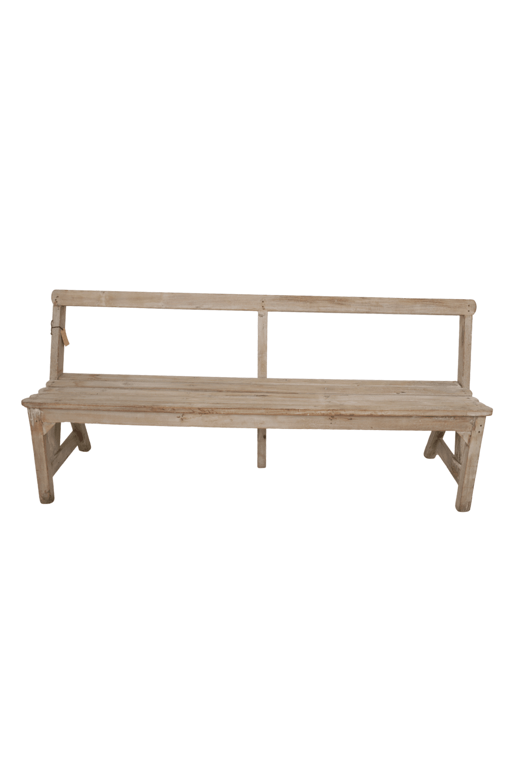 school bankje oud houten bankje met rugleuning 182x53x85 cm