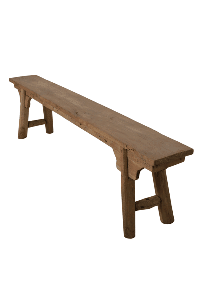 teak houten bankje voor bij het bed Indian bench 180x23x47 cm