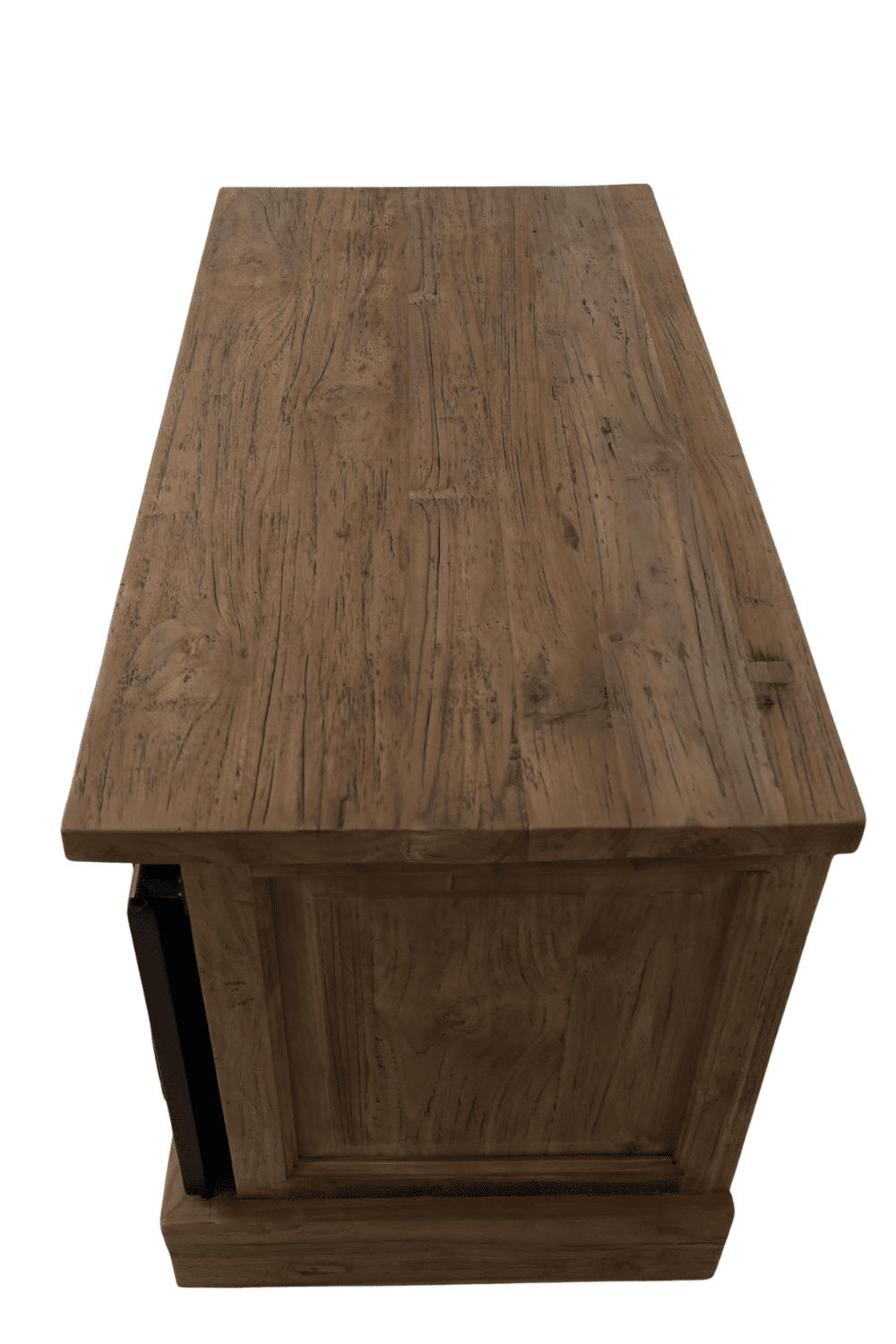 rural teak hout 90x46x60 cm Tv meubel met metalen schuifdeur