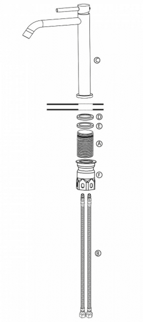 hoge kraan koud/warm - gebogen - 30.6 x 17.4 cm - mat zwart