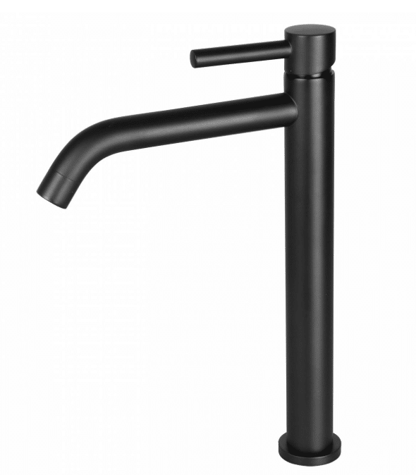 hoge kraan koud/warm - gebogen - 30.6 x 17.4 cm - mat zwart