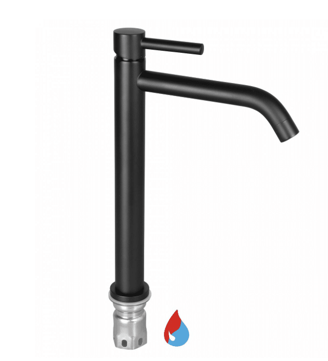 hoge kraan koud/warm - gebogen - 30.6 x 17.4 cm - mat zwart