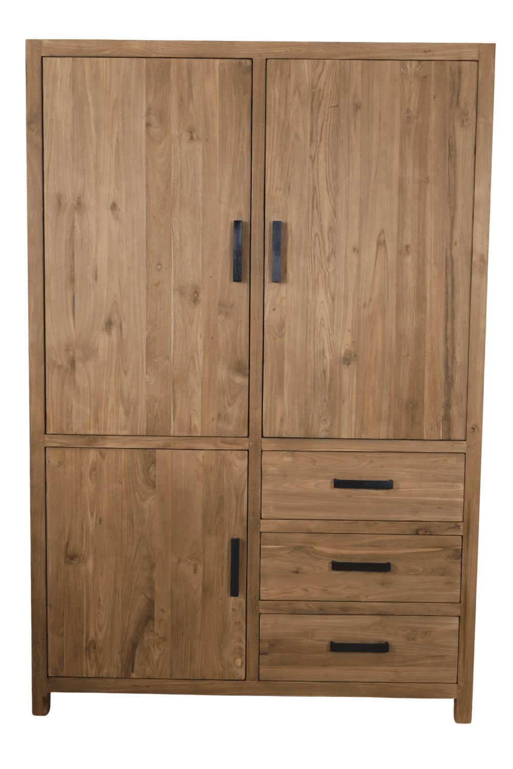 teak houten dichte opbergkast, boekenkast met veel opbergruimte teakhout 140x50x210cm